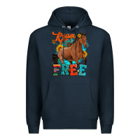 Navy roam free galloping Premium Hoodie - Artiststas