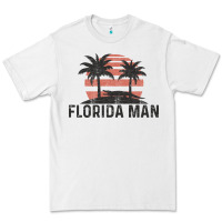 White florida man state funny meme vintage palm trees and sunset retro sun Premium Tee - linhVisuals