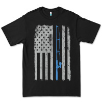 Black fishing american flag vintage fishing rod patriotic 4ht of july gift f Premium Tee - linhVisuals
