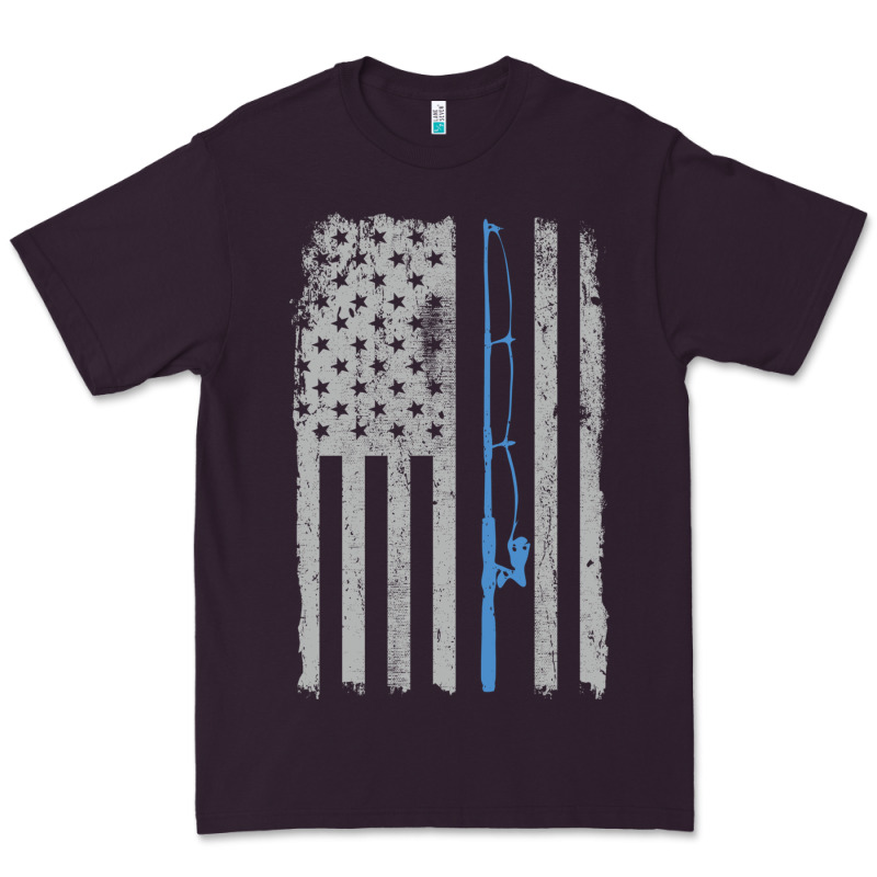Fishing American Flag Vintage Fishing Rod Patriotic 4ht Of July Gift F Premium Tee by linhVisuals | Teevron