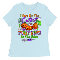 Baby Blue i care for the cutest pumpkins in the patch Ladies Tee - BundleAndBundleShop
