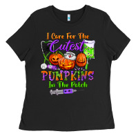 Black i care for the cutest pumpkins in the patch Ladies Tee - BundleAndBundleShop
