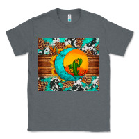 Charcoal Heather sunflower desert cactus turquoise crescent Classic Tee - Artiststas