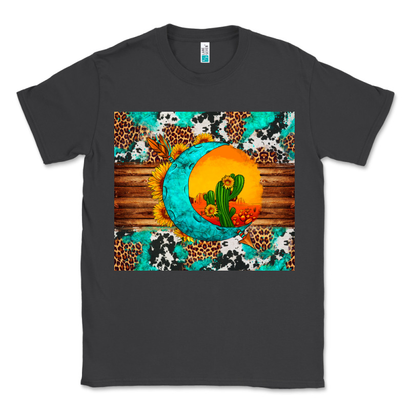 Sunflower Desert Cactus Turquoise Crescent Classic Tee by Artiststas | Teevron