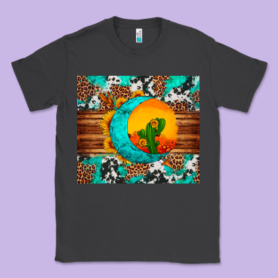 Sunflower Desert Cactus Turquoise Crescent Classic Tee Designed By Artiststas