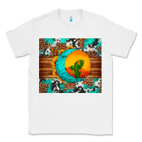 White sunflower desert cactus turquoise crescent Classic Tee - Artiststas