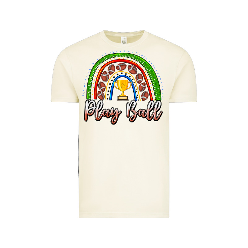 Play Ball Football Rainbow Vintage Tee by CowhideDigitalArt | Teevron