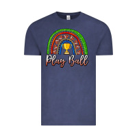 Vintage Denim Play Ball Football Rainbow Vintage Tee - CowhideDigitalArt
