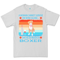 Dove Grey boxer t  shirt a woman cannot survive on wine alone she also needs box Premium Tee - linhVisuals