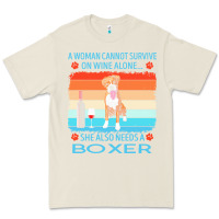 Bone boxer t  shirt a woman cannot survive on wine alone she also needs box Premium Tee - linhVisuals