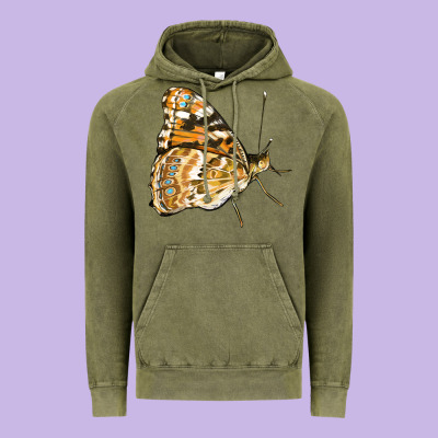 Painted Lady Butterfly Vintage Hoodie Designed By Lillyallendesigns
