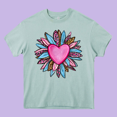 Valentine's Day Sunflower Olivia Heavy Core Tee Designed By Oliviacreatesart