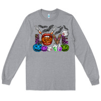 Heather Grey love  halloween Long Sleeve Tee - CowhideDigitalArt