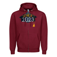 Burgundy Senior 2023 graduation png sublimation design down Zipper Hoodie - RanaPortraitStore