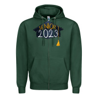 Sports Green Senior 2023 graduation png sublimation design down Zipper Hoodie - RanaPortraitStore