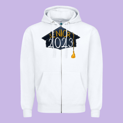 Senior 2023 Graduation Png Sublimation Design Down Zipper Hoodie Designed By Ranaportraitstore