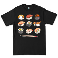 Black happy sushi kawaii anime japanese food lover funny illustration gift Premium Tee - linhVisuals