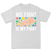 Dove Grey his fight is my fight autism dad mom fist bump cute supportive awarene Premium Tee - linhVisuals