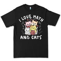 Black i love math and cats mountain heart mathematics lover gifts cute and f Premium Tee - linhVisuals