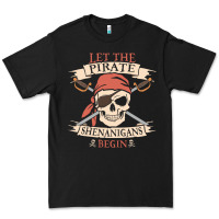 Black let the pirate shenanigans begin skull vintage pirate skeleton hallowe Premium Tee - linhVisuals