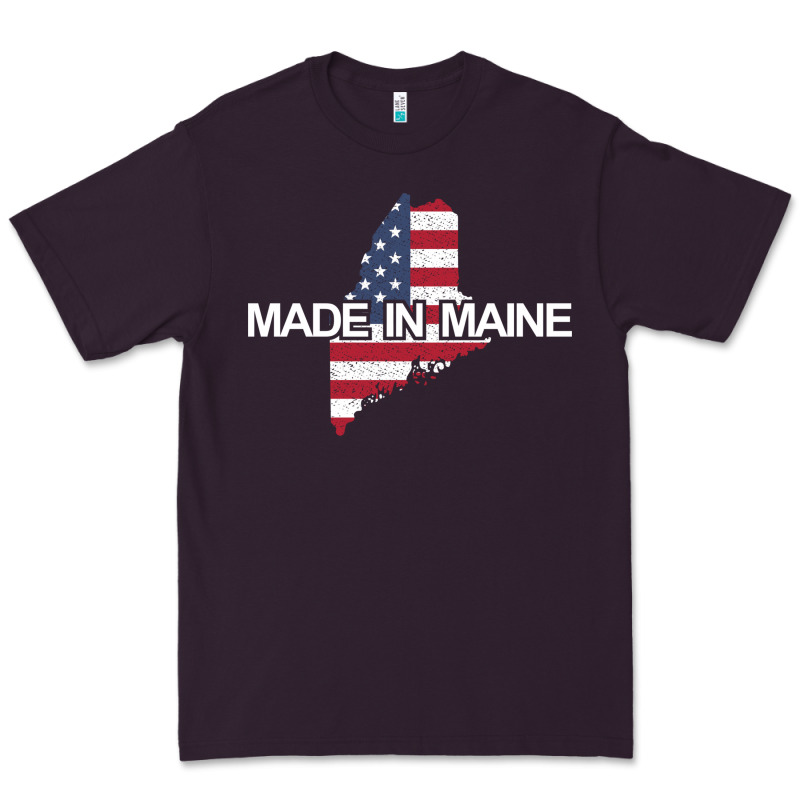 Made In Maine American Flag Funny Patriotic State Lover Gift Premium Tee by linhVisuals | Teevron