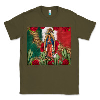 Army Green Our Lady Of Guadalupe Mexican Flag Roses Cactus Classic Tee - FaDigitalArtStudio
