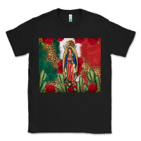 Black Our Lady Of Guadalupe Mexican Flag Roses Cactus Classic Tee - FaDigitalArtStudio