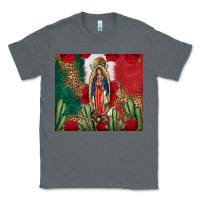 Charcoal Heather Our Lady Of Guadalupe Mexican Flag Roses Cactus Classic Tee - FaDigitalArtStudio