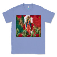Colony Blue Our Lady Of Guadalupe Mexican Flag Roses Cactus Classic Tee - FaDigitalArtStudio
