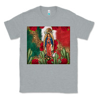 Heather Grey Our Lady Of Guadalupe Mexican Flag Roses Cactus Classic Tee - FaDigitalArtStudio
