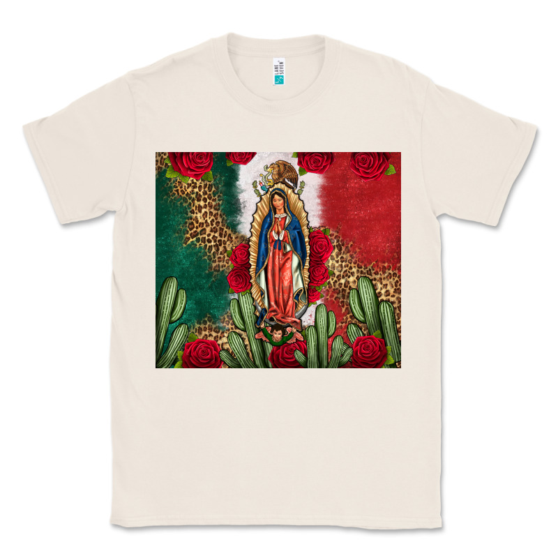 Our Lady Of Guadalupe Mexican Flag Roses Cactus Classic Tee by FaDigitalArtStudio | Teevron