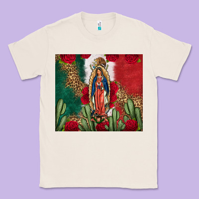 Our Lady Of Guadalupe Mexican Flag Roses Cactus Classic Tee Designed By Fadigitalartstudio