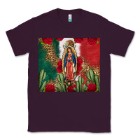Plum Our Lady Of Guadalupe Mexican Flag Roses Cactus Classic Tee - FaDigitalArtStudio