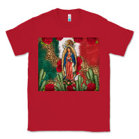 Red Our Lady Of Guadalupe Mexican Flag Roses Cactus Classic Tee - FaDigitalArtStudio