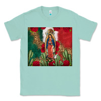 Seafoam Our Lady Of Guadalupe Mexican Flag Roses Cactus Classic Tee - FaDigitalArtStudio
