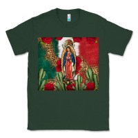 Sports Green Our Lady Of Guadalupe Mexican Flag Roses Cactus Classic Tee - FaDigitalArtStudio
