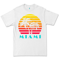 White miami 80s sunset Premium Tee - linhVisuals