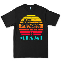 Black miami 80s sunset Premium Tee - linhVisuals