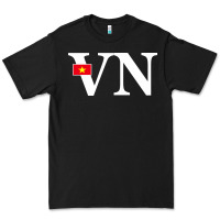 Black Vietnam Flag and Country Initials Premium Tee - linhVisuals