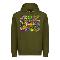 Army Green mardi gras cake glitterleopard and cowhide background Premium Hoodie - Artiststas