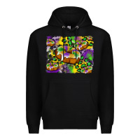 Black mardi gras cake glitterleopard and cowhide background Premium Hoodie - Artiststas