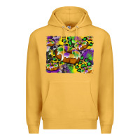 Mustard mardi gras cake glitterleopard and cowhide background Premium Hoodie - Artiststas