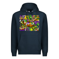 Navy mardi gras cake glitterleopard and cowhide background Premium Hoodie - Artiststas
