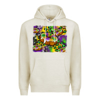 Oatmeal Heather mardi gras cake glitterleopard and cowhide background Premium Hoodie - Artiststas