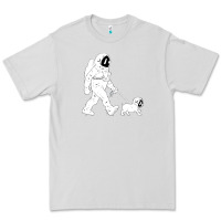 Dove Grey walking the dog astronaut Premium Tee - linhVisuals