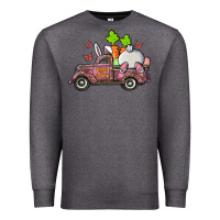 Charcoal Heather happy easter pink truck with bunny Premium Sweatshirt - RanaPortraitStore