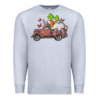 Heather Grey happy easter pink truck with bunny Premium Sweatshirt - RanaPortraitStore