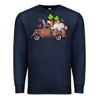 Navy happy easter pink truck with bunny Premium Sweatshirt - RanaPortraitStore