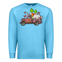 Ocean Blue happy easter pink truck with bunny Premium Sweatshirt - RanaPortraitStore