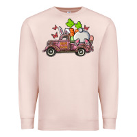Pale Pink happy easter pink truck with bunny Premium Sweatshirt - RanaPortraitStore